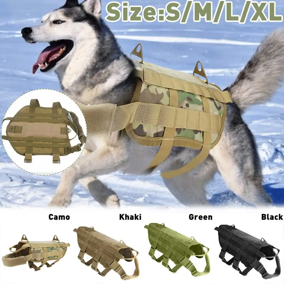 

Army Tactical Dog Vests Sets Breathable Military Dog Clothes training Load Bearing Harness Dog Vests for Walking Hiking Hunting