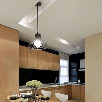 

Modern Black Cage Pendant Lights Iron Minimalist Retro Nordic Loft Pyramid Lamp Metal Hanging Lamp E27 No Bulb Indoor