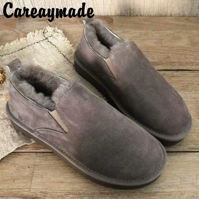 

Careaymade-Korean version Genuine leather lamb Fur comfortable,cold proof and warm bean shoes lazy women's snow boots,3 colors