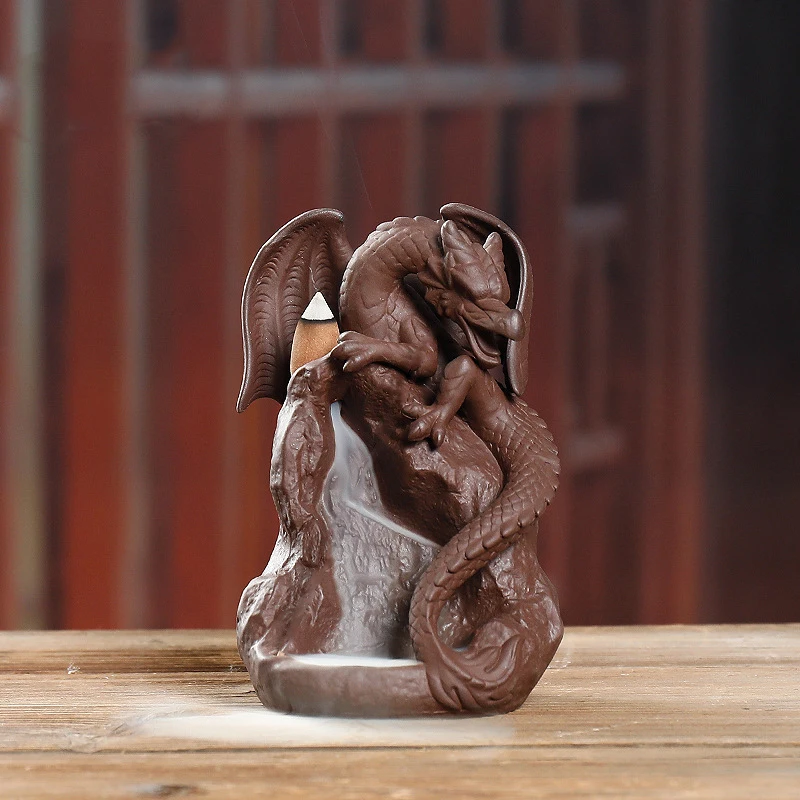 

Handmade Dragon Incense Holder Porcelain Backflow Incense Burner Smoke View Cool Incense Burners with 20 cones