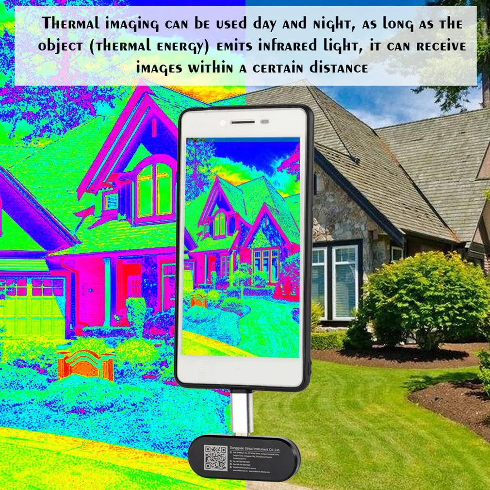 

Multifunction Phone Thermometer Handheld Detection Mobile Phone Infrared Black High Thermal Imager for Android HT-102