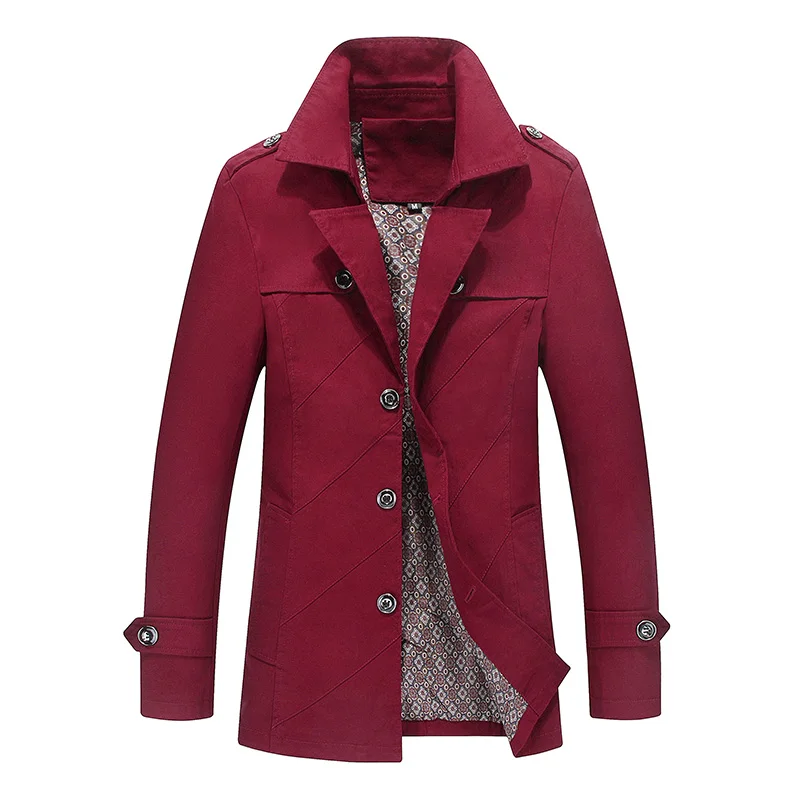Мужская куртка, пальто, модный Тренч, новинка весны, Брендовое повседневное облегающее пальто, куртка, верхняя одежда для мужчин - Цвет: Красный