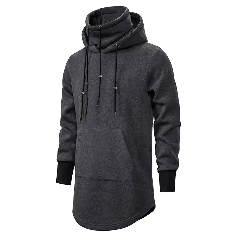 high neck pullover hoodie men's