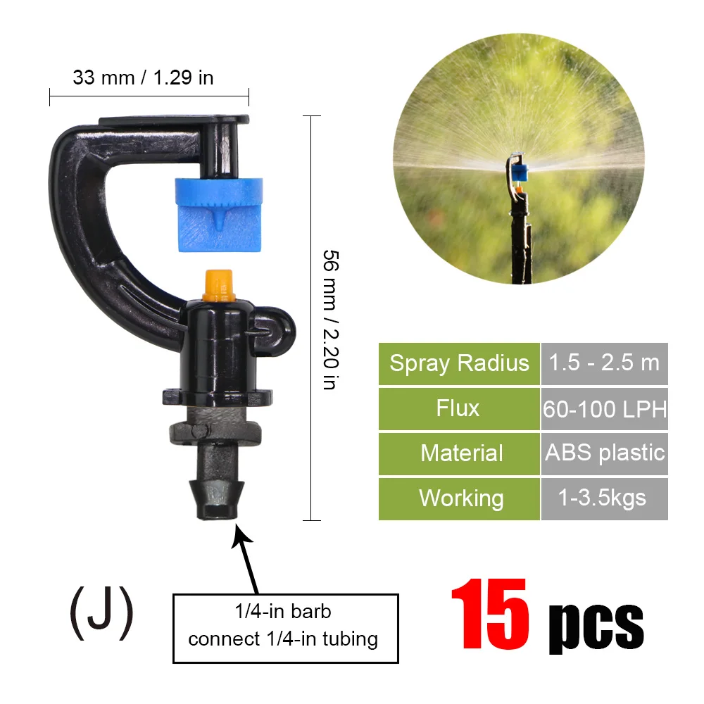 best Watering & Irrigation Kits MUCIAKIE 20 Types of Rotating Spinklers Drip Irrigation Mini Rotation Nozzle Spray w/ 1/4'' Barb Connector Mini Rotary Sprayer drip irrigation kit price Watering & Irrigation Kits