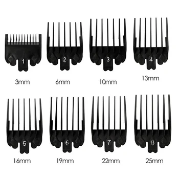 

8Pieces/Set Black Restriction Comb Pushing Hair Clipper Attachment Size 3/6/10/13/16/19/22/25mm Hairdresser Replacement