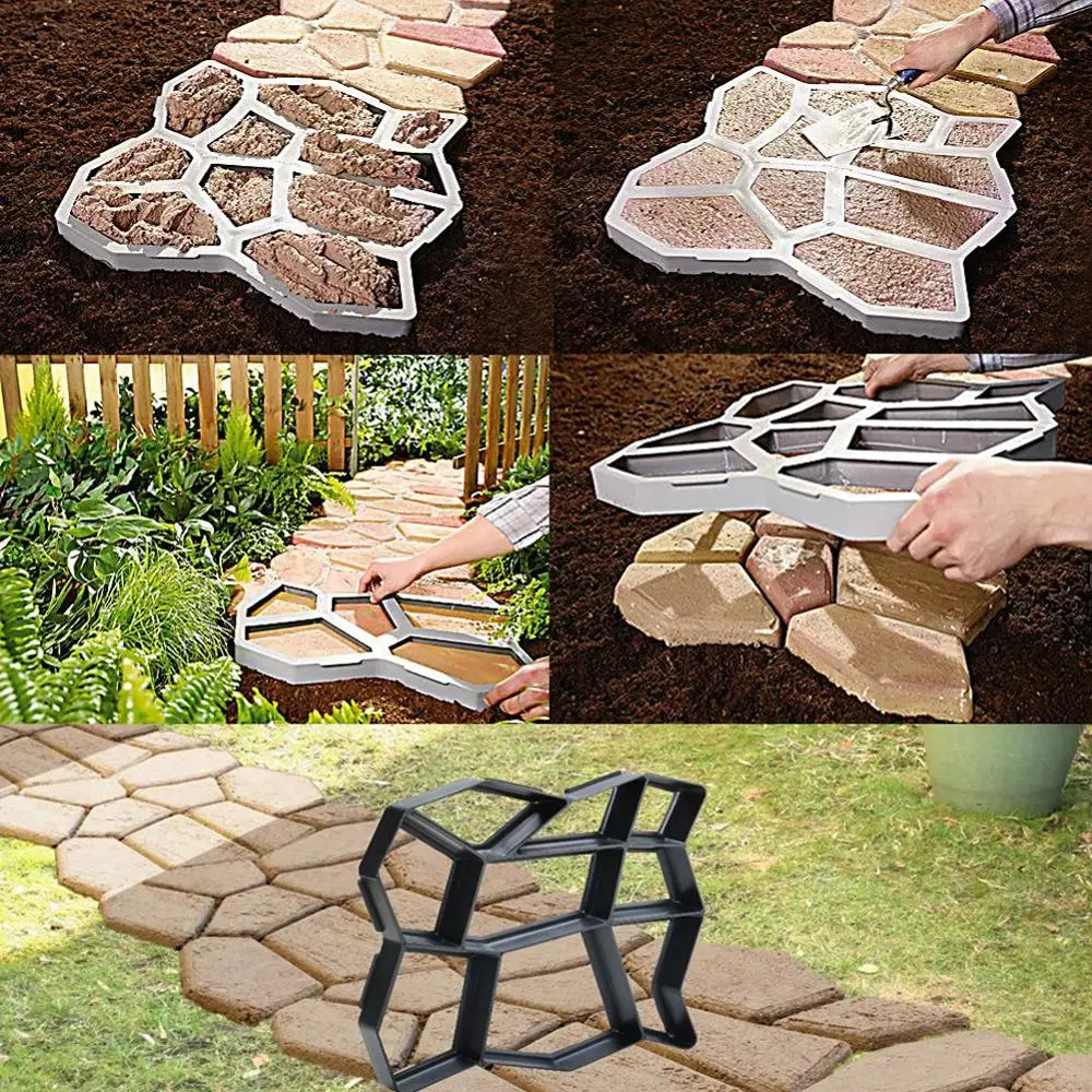 Path Paving Mould Home Garden Floor Road Concrete Stepping Stone Path Mold Patio Maker Reusable DIY Plastic Paving Tool images - 6