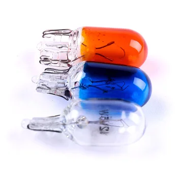 

10pcs Car T10 Halogen Bulbs Natural Blue Clear Amber Red Glass 12V 5W Replacement Light Lamp Bulbs Signal Lamp Reading Light