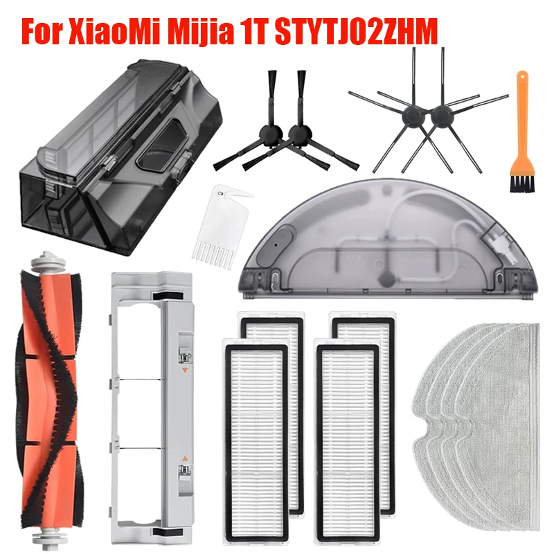 For XiaoMi Mijia 1T STYTJ02ZHM Vacuum Cleaner Robot Spare Parts Mop Cloth HEPA Filter Side Brush Main Brush Dust Box Water Tank