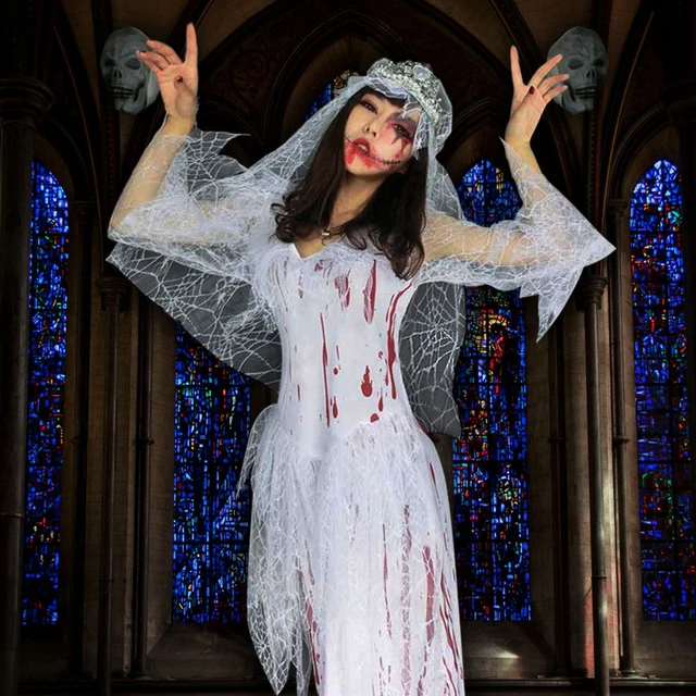 Disfraz De Novia Fantasma, Uniforme Blanco De Halloween, Disfraz