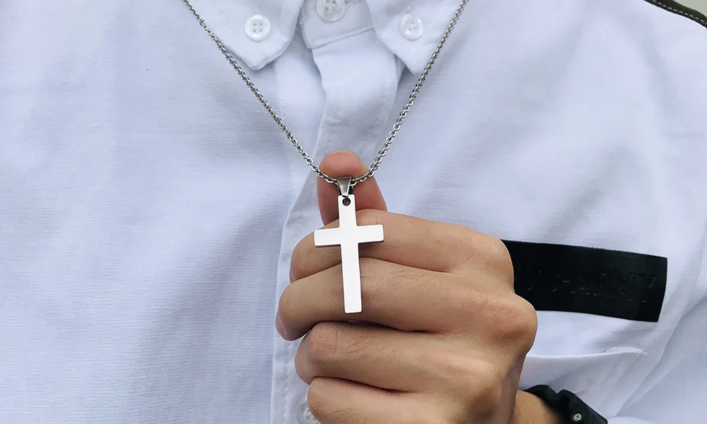 Vnox Простые Подвески в виде Креста для женщин и мужчин 316L нержавеющая сталь классические религиозные Христос молитва вера ожерелья