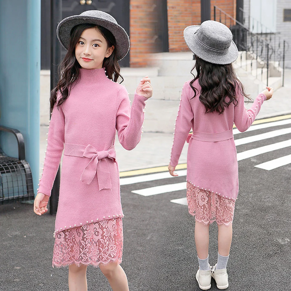 sweater dress with lace bottom