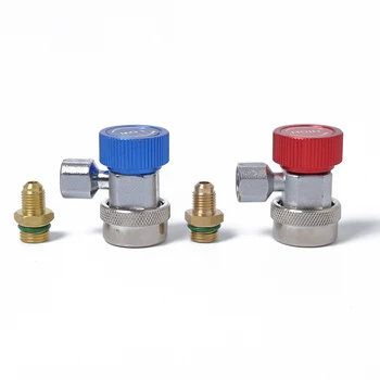 

1Pair R134A A/C Blue Red High Low Manifold Quick Coupler Adapter Connector and Valve Remover Tool