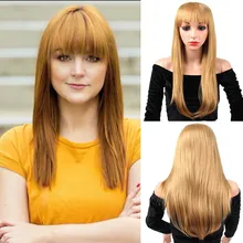 AIYEE 22'' Fake Hair Heat Resistant Multi Noble Freedom Wigs With Bangs For Women Afro Long Synthetic Red Blonde Wig