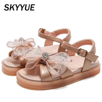 

Summer Kids Bow Princess Sandals Children Pu Leather Beach Sandals Baby Girls Soft Rhinestone Shoes Toddler Brand Sandals 2020