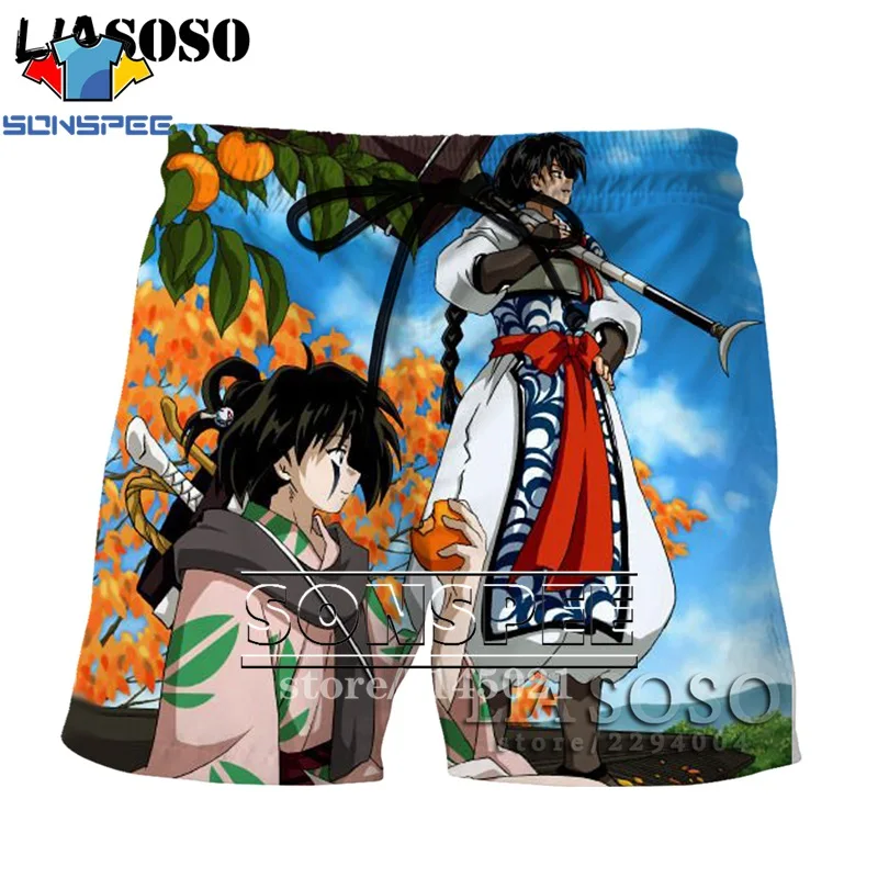 SONSPEE, 3D принт, аниме, Inuyasha, мужские, женские, дышащие, пляжные шорты, летние, для фитнеса, штаны, повседневный стиль, качественная спортивная одежда, D07 - Цвет: Лаванда