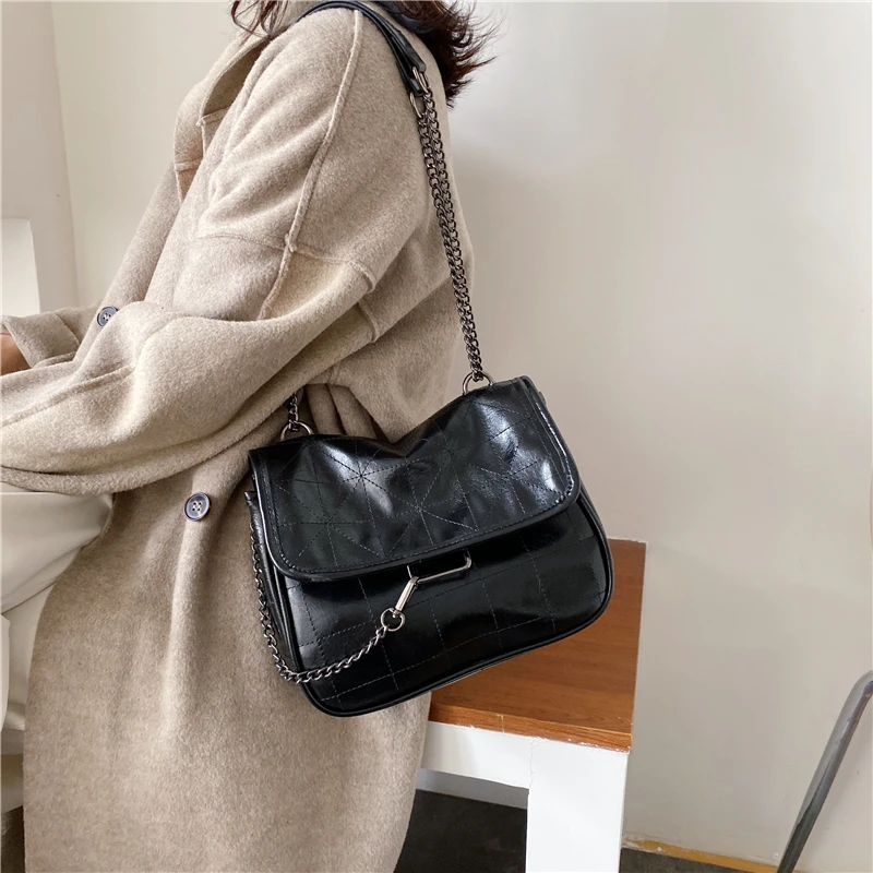 Fashion Large Capacity High-end Foreign Shoulder Bag Korean Pu Leather Messenger Bag Retro Messenger Bag