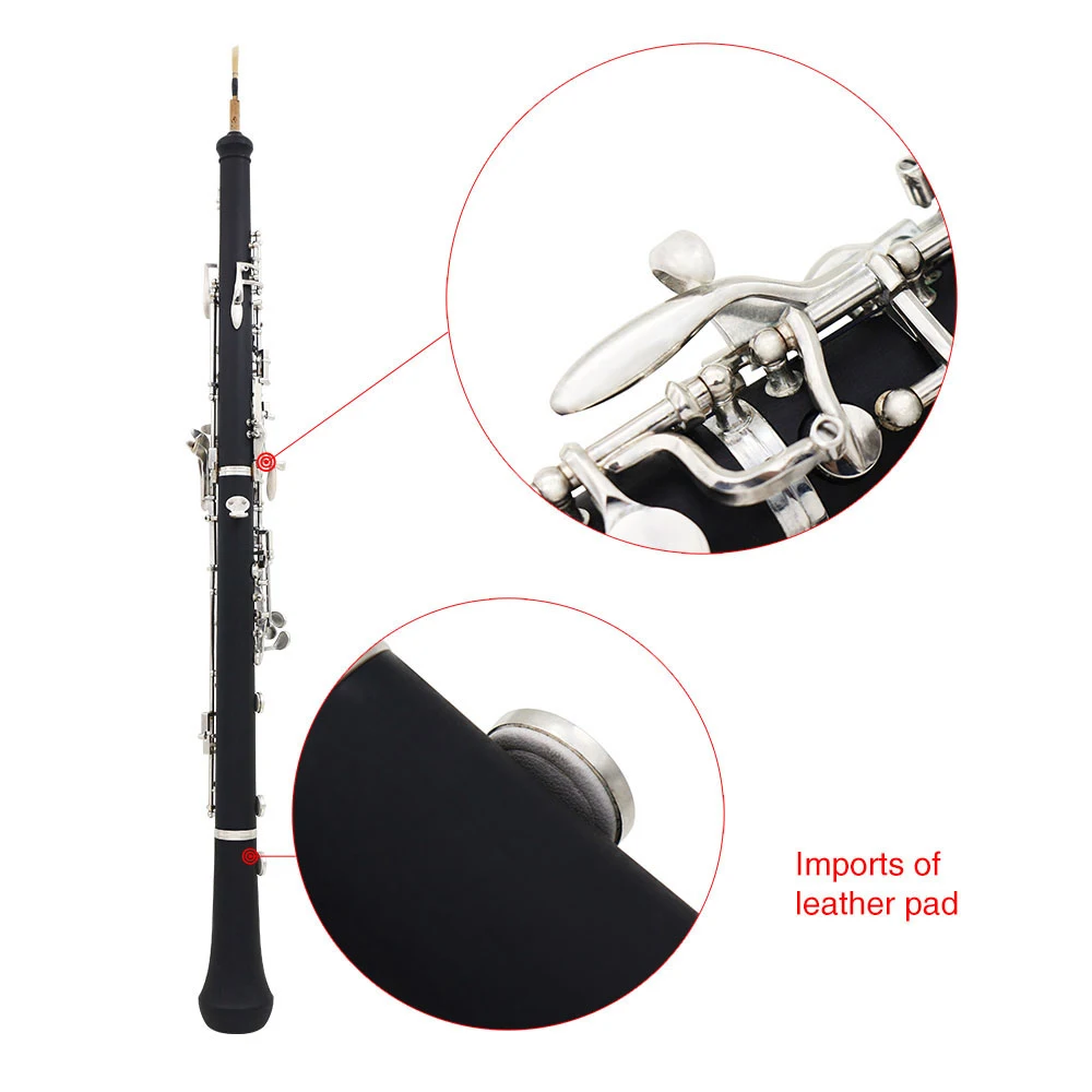 M MBAT Professional Oboe C Key Semi-Automatic Style Bakelite Oboe Silver Plated Key Woodwind Instrument With Leather Case Gloves