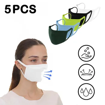 

5PCS face mask Adult Solid Color Washable Sand Exhaust Sunscreen Double Layer Cycling Mask mascarilla masque маска маски horse