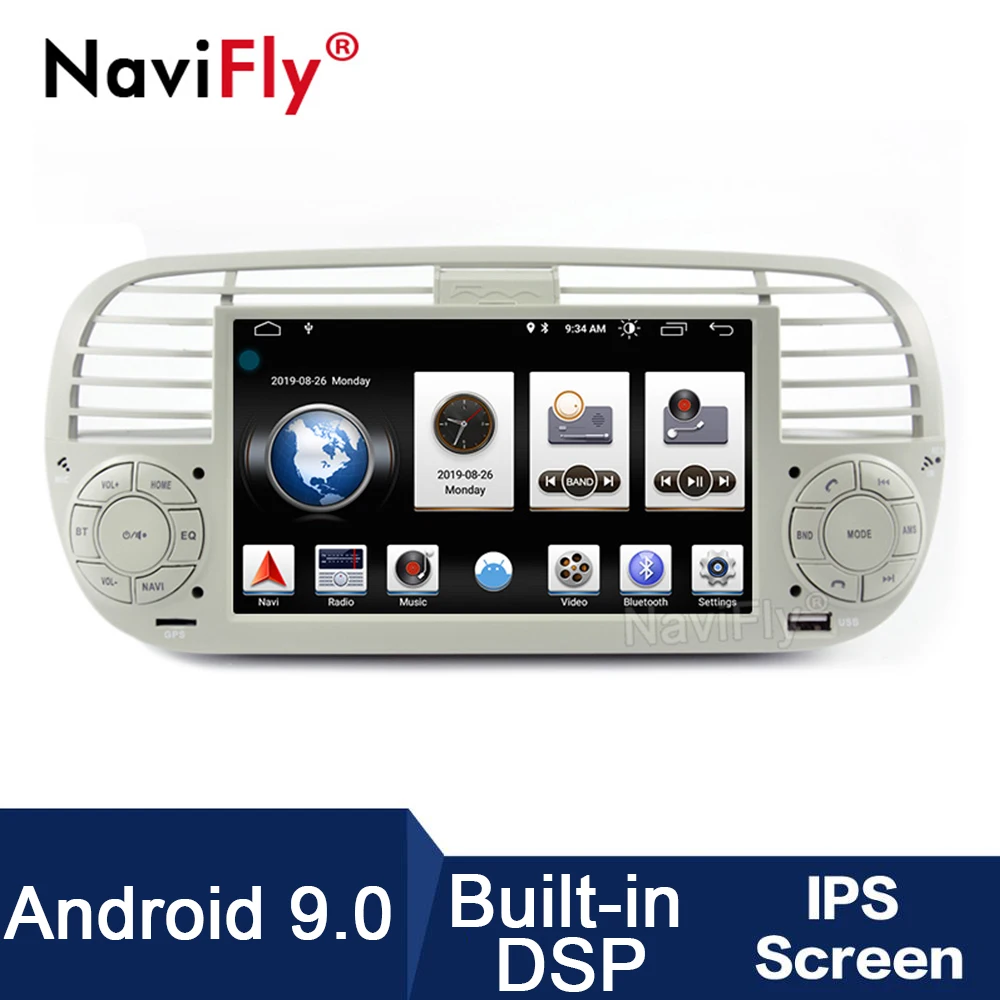 

NaviFly Autogps IPS DSP Android 9 Car radio GPS Player for FIAT 500 2007-2014 Audio radio auto stereo car audio gps head unit