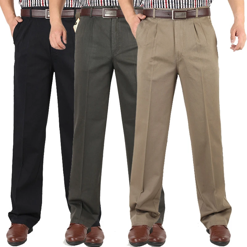 Autumn Winter Men Thick Double Pleated 