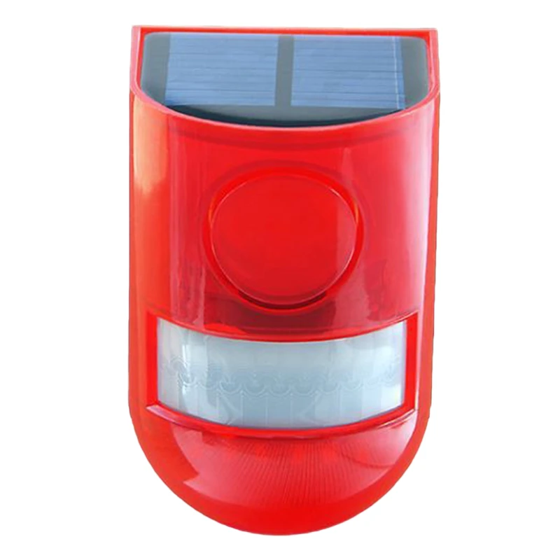 

New Solar Infrared Motion Sensor Alarm With 110Db Siren Strobe Light For Home Garden Carage Shed Carvan Security Alarm System-Re