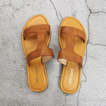 

2020 Female Slides Outdoor Wild Beach Slippers Comfort Soft Bottom Ladies Casual Outside Beach Slides Elegant Female Shoes
