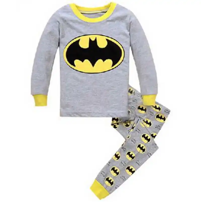 Новая одежда для малышей Детская Пижама с Суперменом, пижамы для мальчиков и девочек, детские пижамы с героями мультфильмов, комплект одежды для сна с принтом для мальчиков - Цвет: Слоновая кость