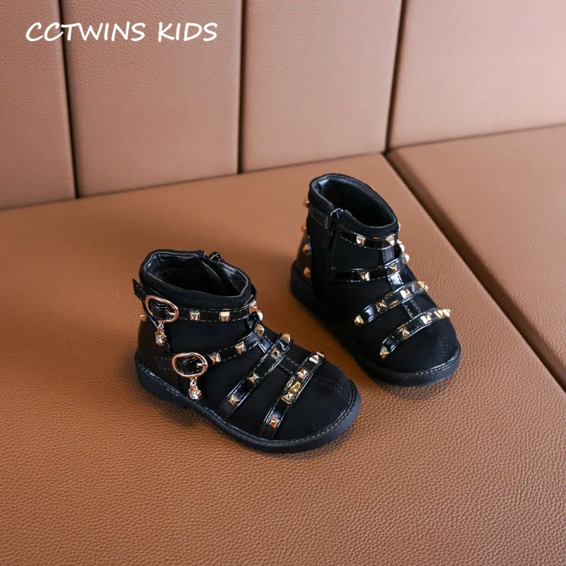 CCTWINS/детская обувь; коллекция года; зимняя детская обувь из искусственной кожи; брендовые короткие ботинки для маленьких девочек; теплые ботинки для малышей; Цвет Черный; FB1828 - Цвет: Thin Black