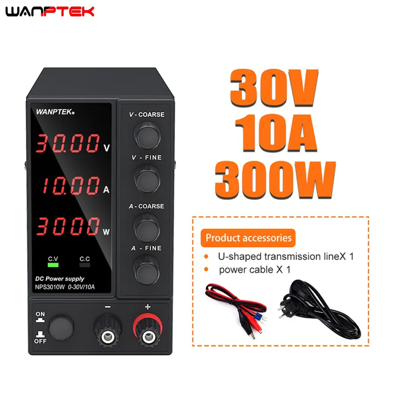 Wanptek ajustável dc laboratório 30v 10a fonte de alimentação do laboratório ajustável 60v 5a regulador tensão estabilizador comutação fonte alimentação