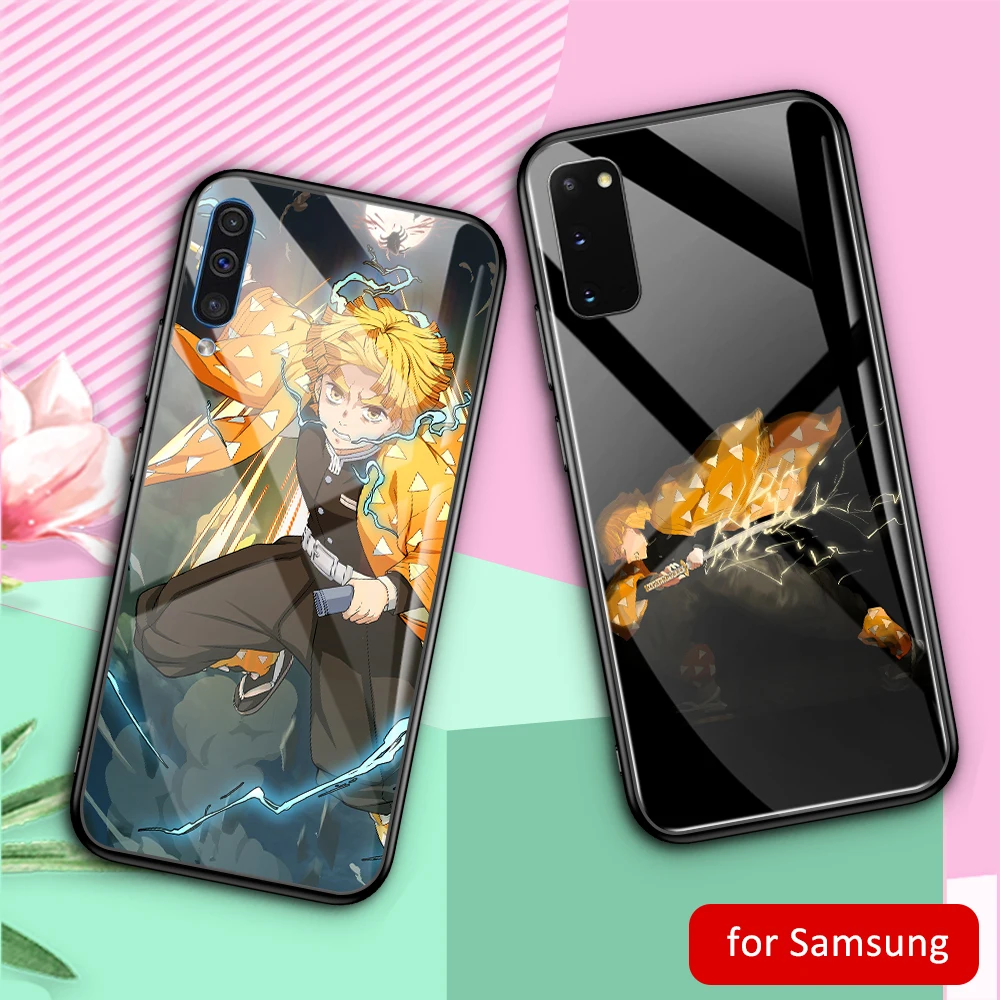 Чехол для Samsung A20 Kimetsu no yaiba стеклянная задняя крышка Galaxy S20 Ultra A50 A70 A7 A8 Plus 2018 чехол