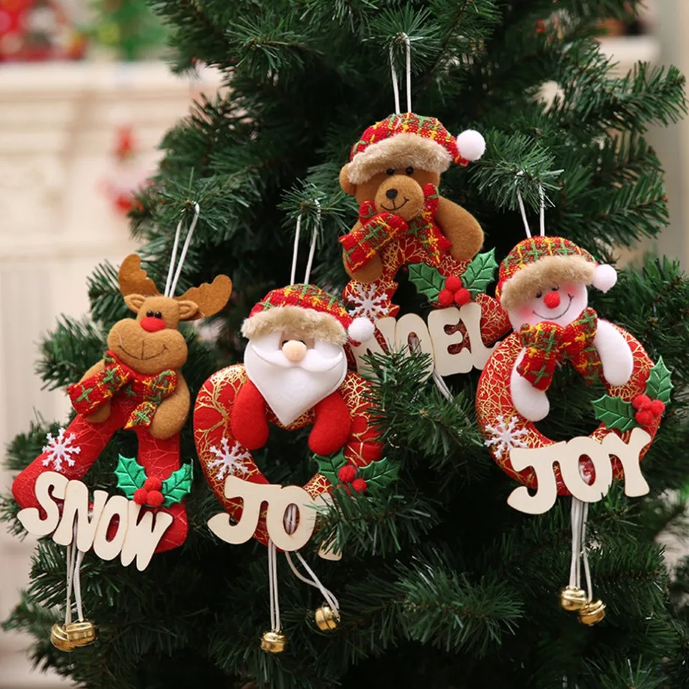 Рождественское украшение Jingle Bell Подвеска с Санта Клаусом Рождественская елка украшения Висячие с Jingle Bells дверь стена письмо колокольчик подвеска