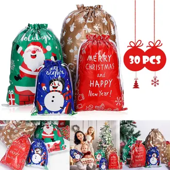 

30PCS Merry Drawstring Christmas Gift Bags Drawstring Gift Bags Gift Wrapping Storage Pouch Christmas Goodie Bags For Xmas Party