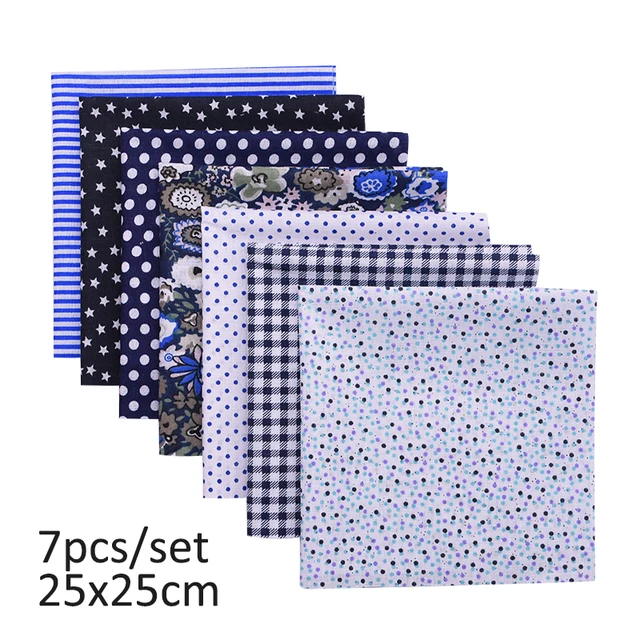 20cmx25cm and 25cmx25cm Cotton Fabric Printed Cloth Sewing Quilting Fabrics for Patchwork Needlework DIY Handmade Material 7pcs 25x25cm