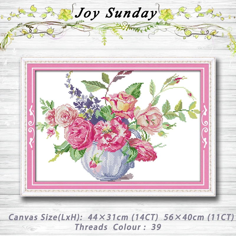 

Gorgeous Rose vase flowers Patterns Counted Cross Stitch 11CT 14CT Cross Stitch Sets Chinese Cross stitch embroidery Needlework