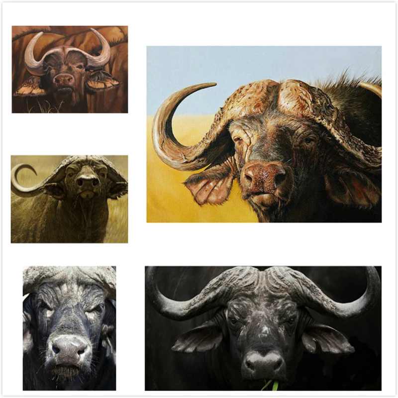 YI BRIGHT Full Square Diamond Painting African Buffalo DIY Mosaic Animal Embroidery Picture of Rhinestones Home Decor | Дом и сад