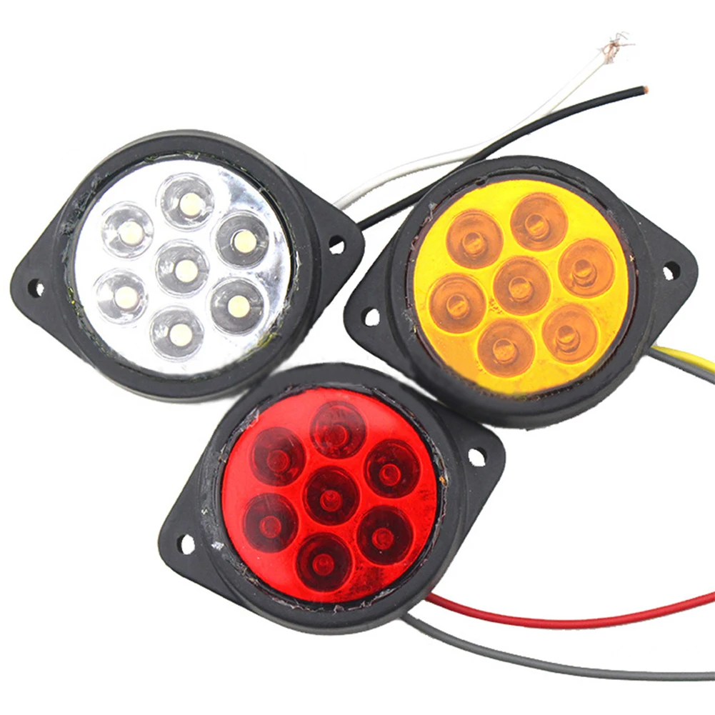 2pcs Round 12V LED Car Side Marker Lights Clearance Indicator Light Stop Warning Tail Lamp For Cars Truck Lorry Red Yellow White |