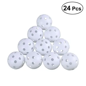 

24pcs White Whiffle Airflow Hollow Plastic Golf Balls Air Flow Hollow Golf Balls for Golf Practice Golf Accessories