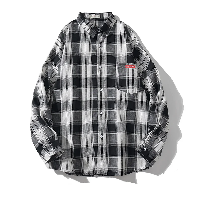 Goede BOLUBAO Fashion Brand Mannen Casual Shirt Lente Herfst Mannen Harajuku Stijl Wilde Plaid Shirt Jas Lange Mouwen Man