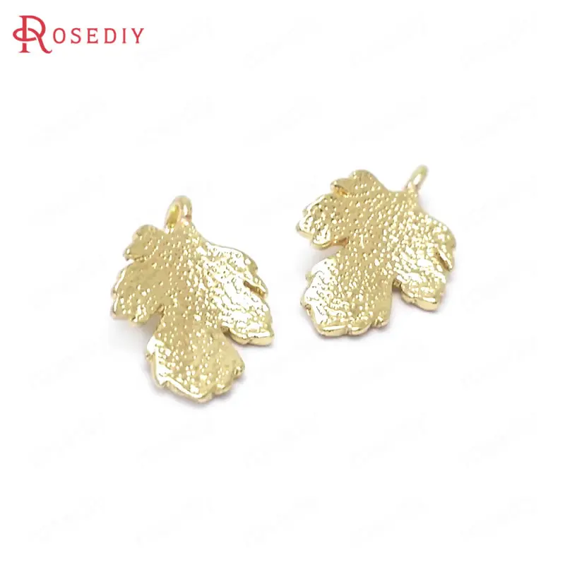 10 шт. латунные подвески в виде листиков дерева цвет шампанского|charm pendant|leaf charm