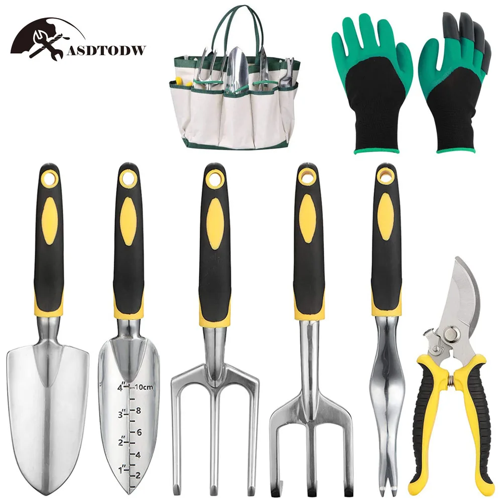 Kit D'outils De Jardin 11 Pièces En Alliage D'aluminium - Léger, Anti-rouille, Avec Gants Et Sac - Cadeau