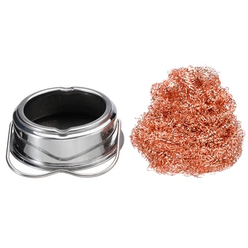 

Soldering Iron Head Cleaner With Base Soldering Iron Tip Tin Removing Net Steel Wire Ball For Welding Desoldering Cleaning Suppl