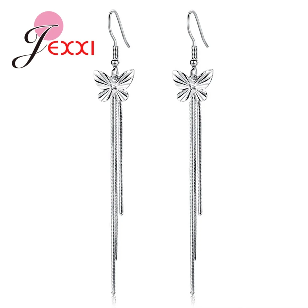 

Luxury Brand Long Tassel 925 Sterling Silver Drop Earrings For Women Party Wedding Jewelry Korean Stylish Bowknot Joyas
