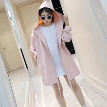 Женское осеннее пальто с капюшоном, Свободное пальто средней длины в консервативном стиле, весеннее пальто, THJ99