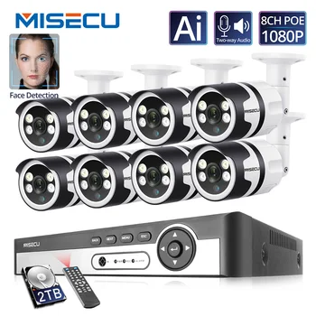 

Misecu 4CH 8CH AI Human Detection Face Record POE NVR 1080P Security IP Camera Two Way Audio Outdoor Video Surveilllance Set