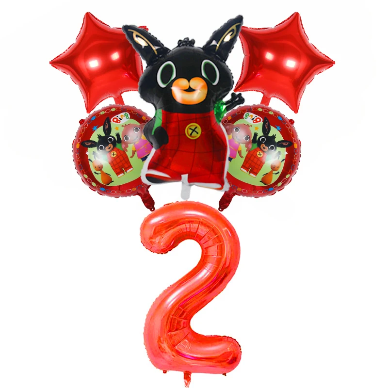 6 шт. 85*45 см Bing Bunny воздушные шары из фольги с мультяшным кроликом шары с цифрами 32 дюйма для детей 1, 2, 3, 4, 5 дней рождения декоративные принадлежности игрушки