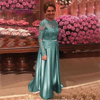 

Long Sleeve Lace Mother of the Bride Dresses Plus Size for Weddings Godmother Groom Dinner Dresses Gowns
