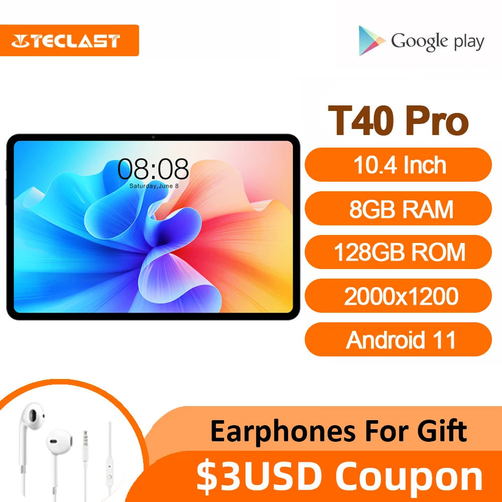 Планшет Teclast T40 Pro Android 11 10 4 дюйма 8 + 128 ГБ 2000x1200 | Компьютеры и офис