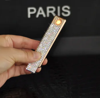 

Creative lady women lighter windproof , USB plasma lighter, diamond-studded lighter for girls gift GL049
