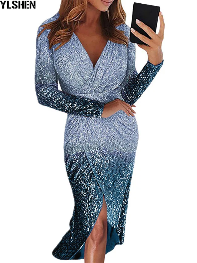 African dresses for women New hot selling popular Colorful bronzing Women party long dress v-neck younger girl long dress 04
