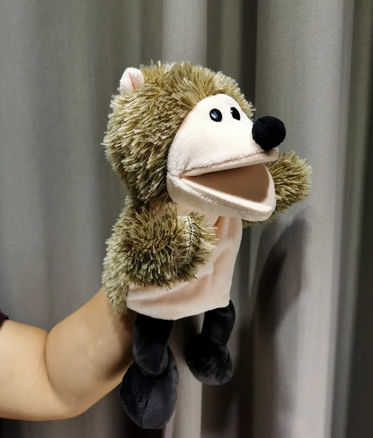30cm Legged Animal Hand Puppet Plush Toys Wolf Lion Panda Raccoon Hand Puppets Educational Story Doll Toy for Children Kid
